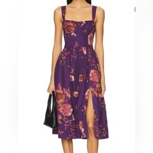 NWT Free People Laters Baby Midi Dress Grape Floral Combo XS